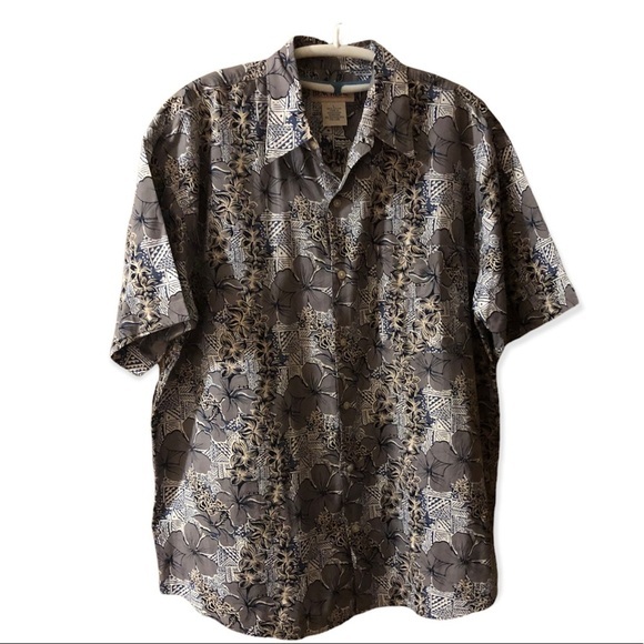 Benchline Blue and‎ Gray Casual Button Down Shirt with Distressed Pattern Mens L - Picture 1 of 6